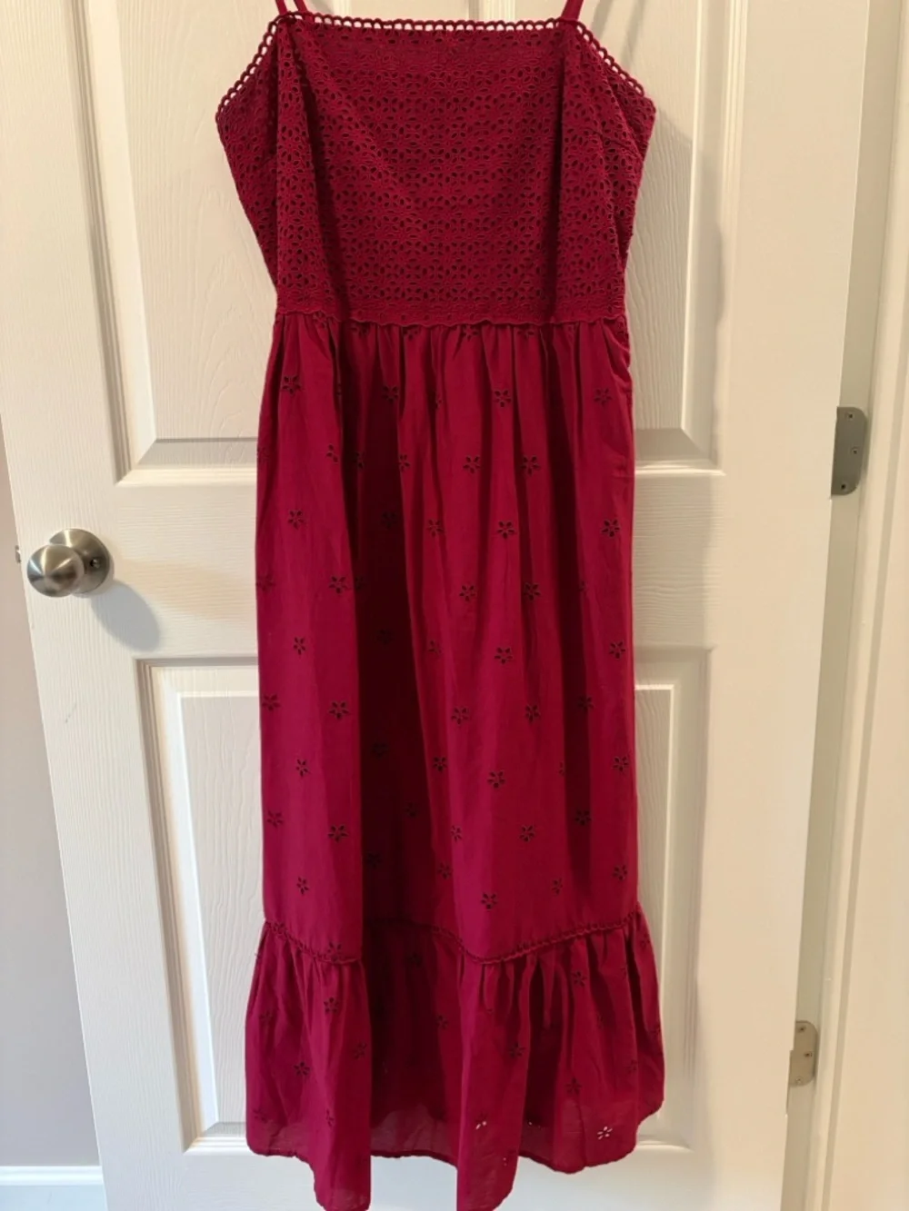 LOFT Eyelet Tiered Strappy Midi Dress - Picture 6 of 6